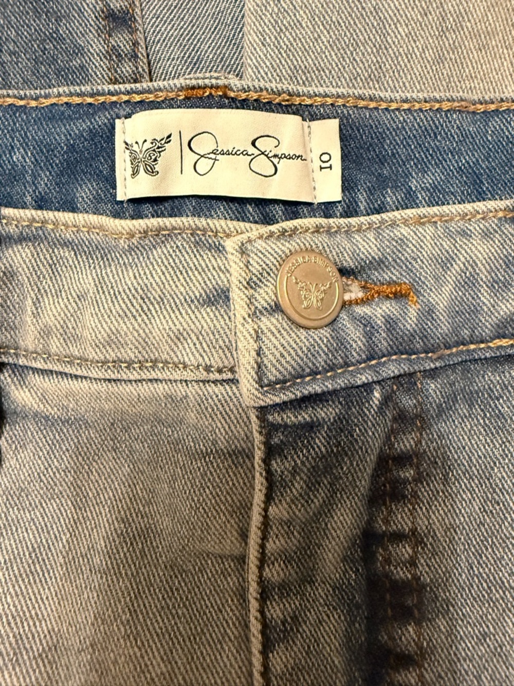 NWT!!  Jessica Simpson Light & Dark Long Denim Skirt Raw Hem Cotton/Spandex - Picture 4 of 6
